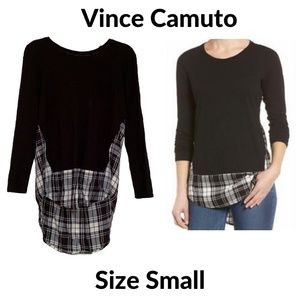 Vince Camuto Women's Small Plaid High Low Blouse